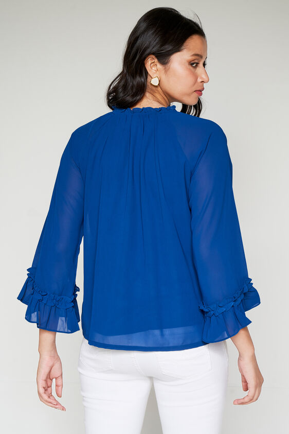 Flared Sleeves Top, Blue, image 4