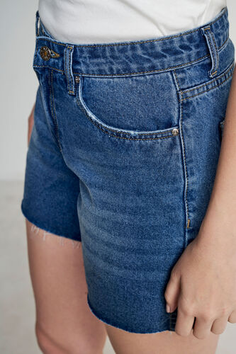Medium Blue Solid Straight Shorts, Blue, image 4
