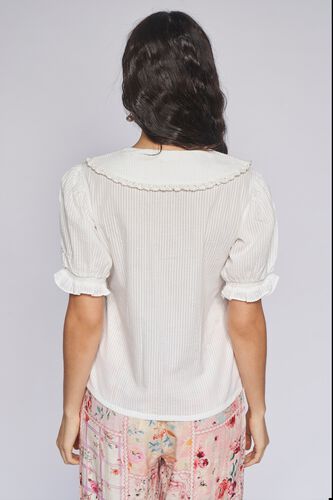 4 - White Solid Blouson Top, image 5