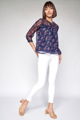 4 - Navy Floral Fit and Flare Top, image 4