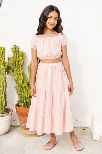 1 - Pink Self Design Flared Set, image 1