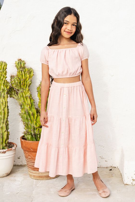 1 - Pink Self Design Flared Set, image 1