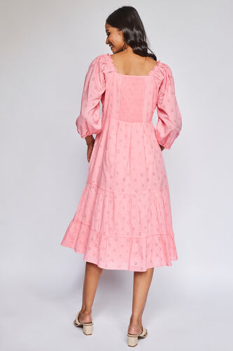 Pink Solid Fit & Flare Dress, Pink, image 5
