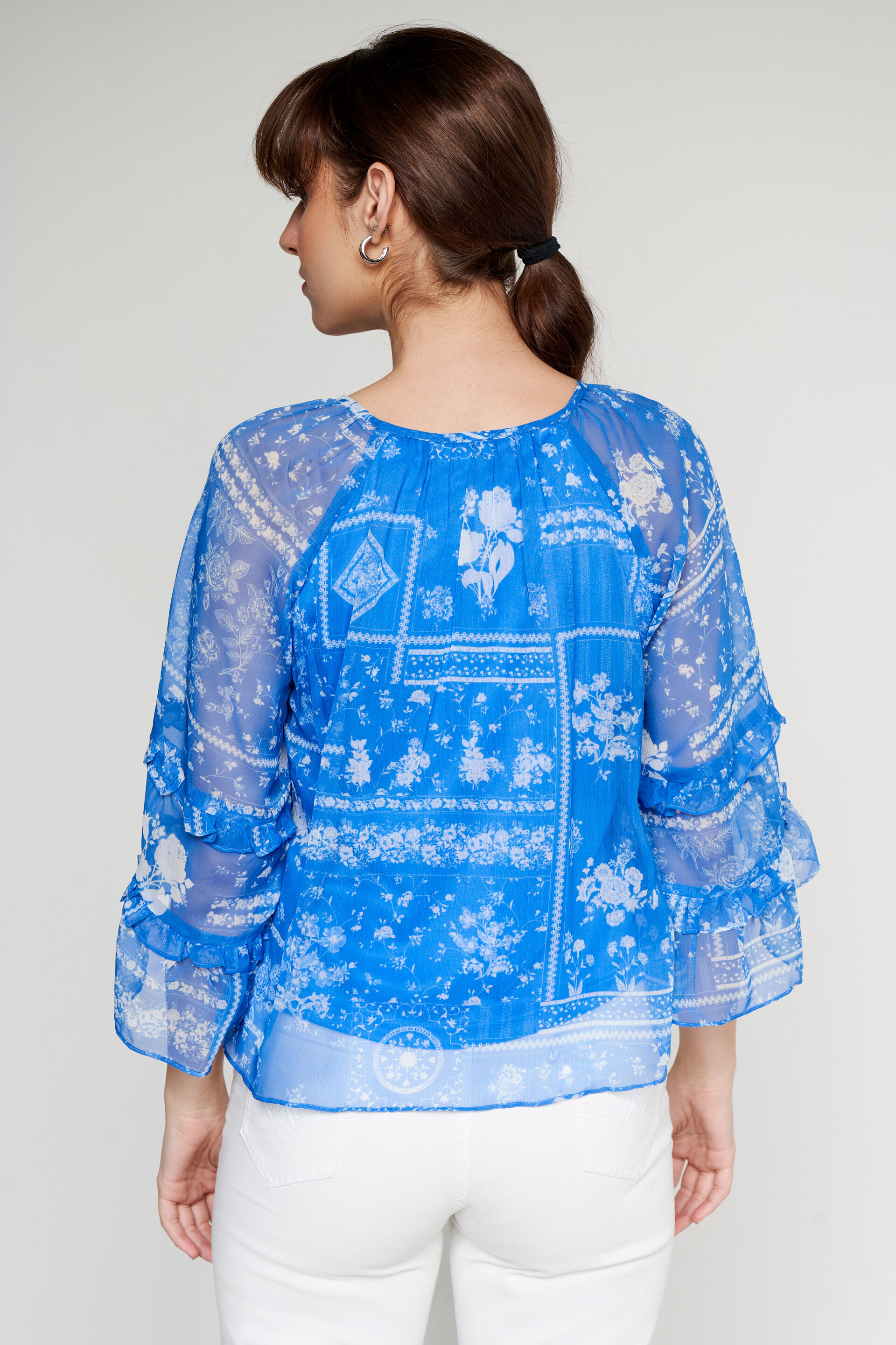 Royal Blue Floral Flared Top, Royal Blue, image 5