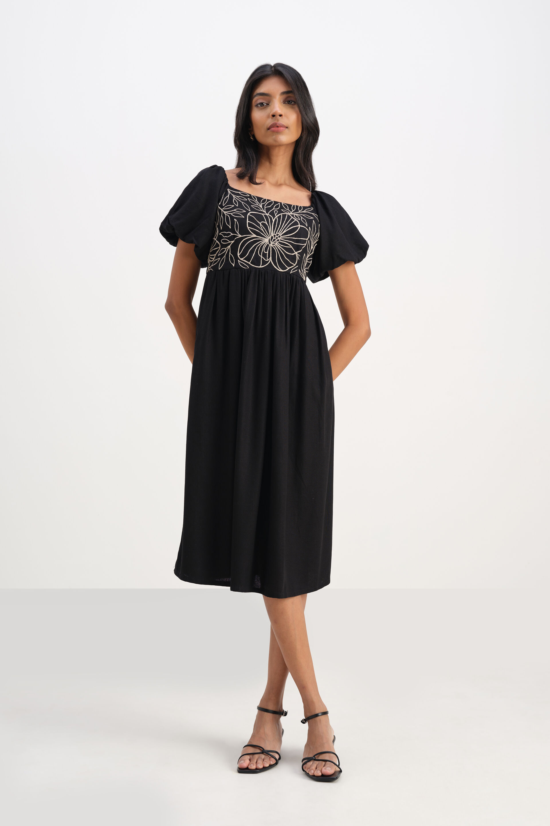 Midnight Bloom Dress, Black, image 1
