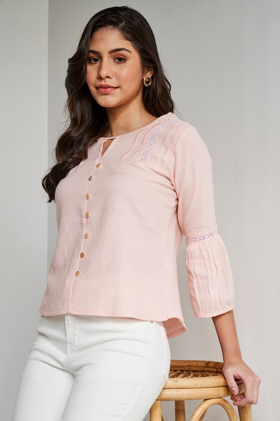Light Pink Solid Blouson Top, Light Pink, image 2