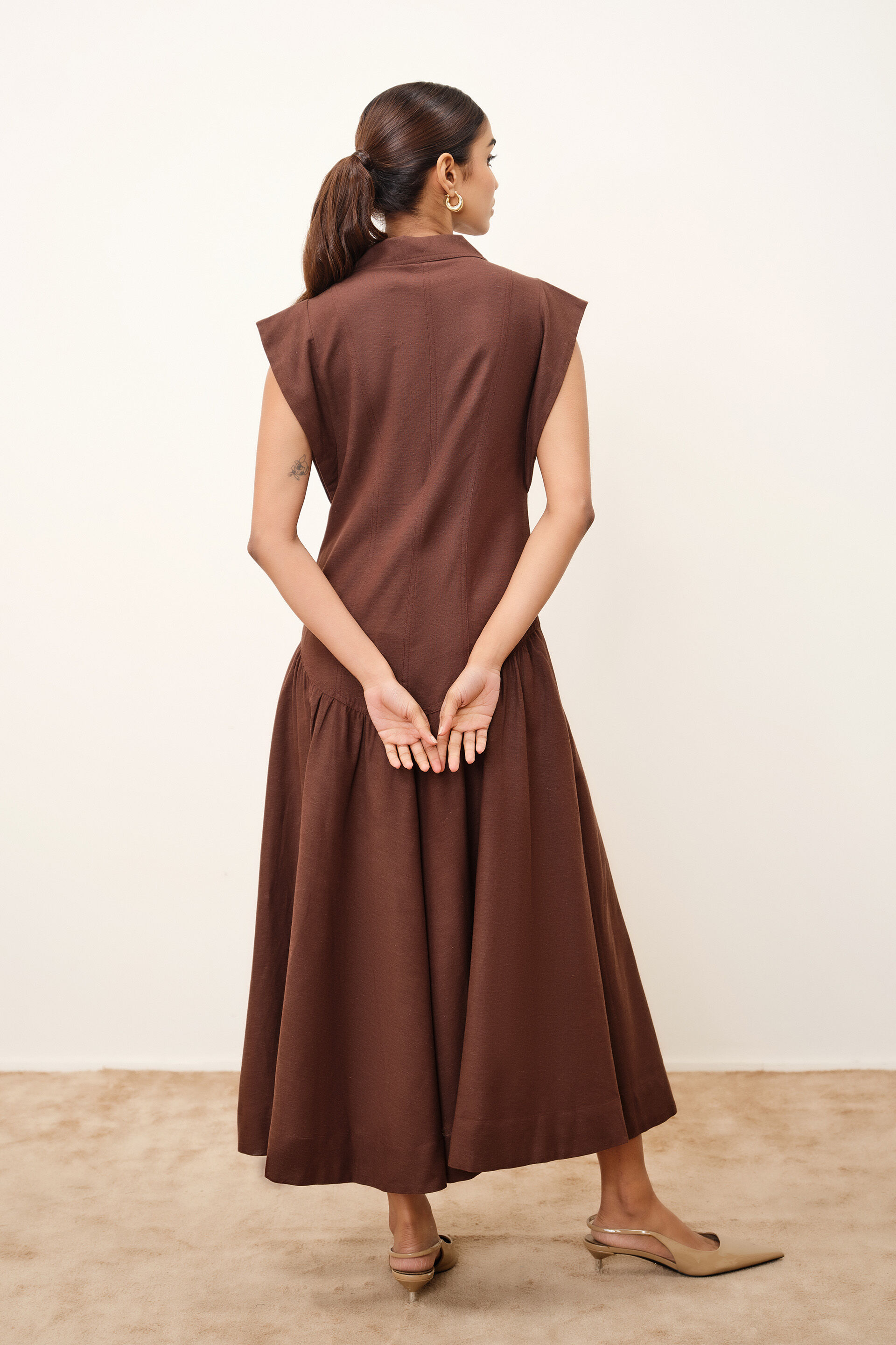 Arlette Brown Dress, Brown, image 5