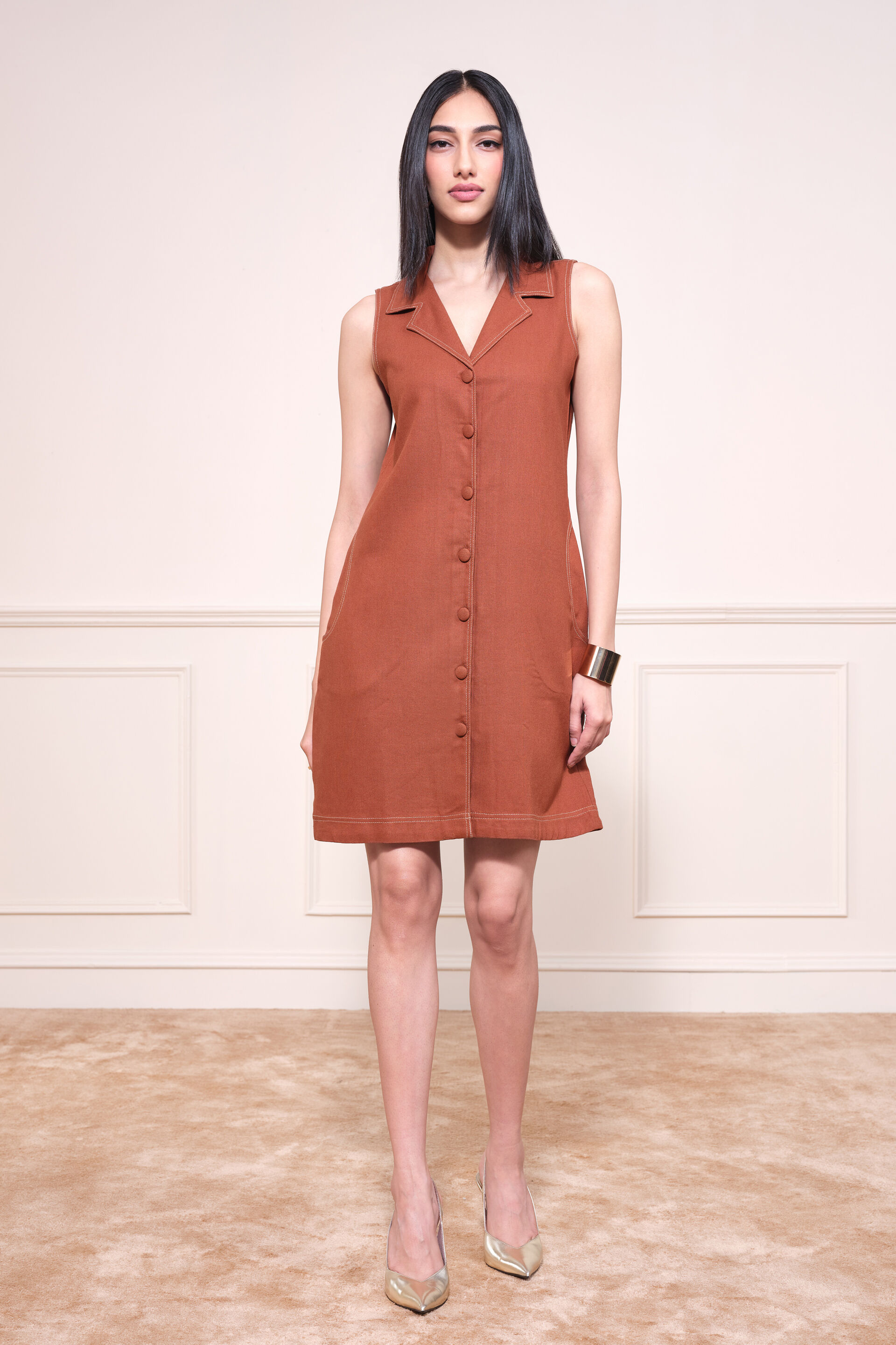 Brio Brown Shift Dress, Brown, image 5