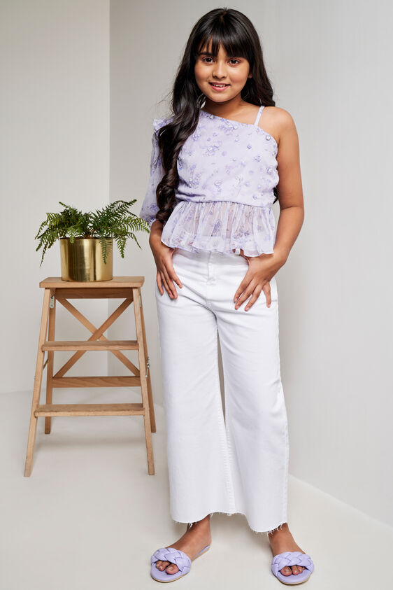 Lilac Floral Flared Top, Lilac, image 1