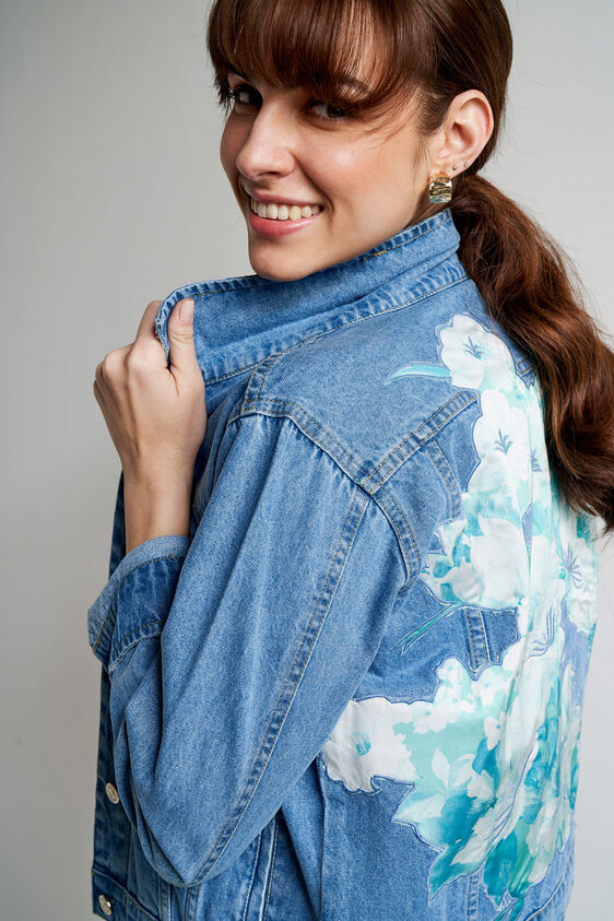 Medium Blue Solid Straight Jacket, Blue, image 6