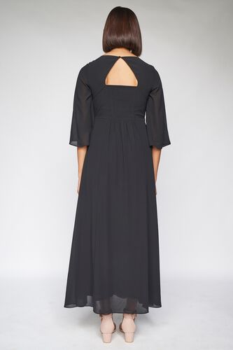 5 - Black Solid Fit and Flare Gown, image 5
