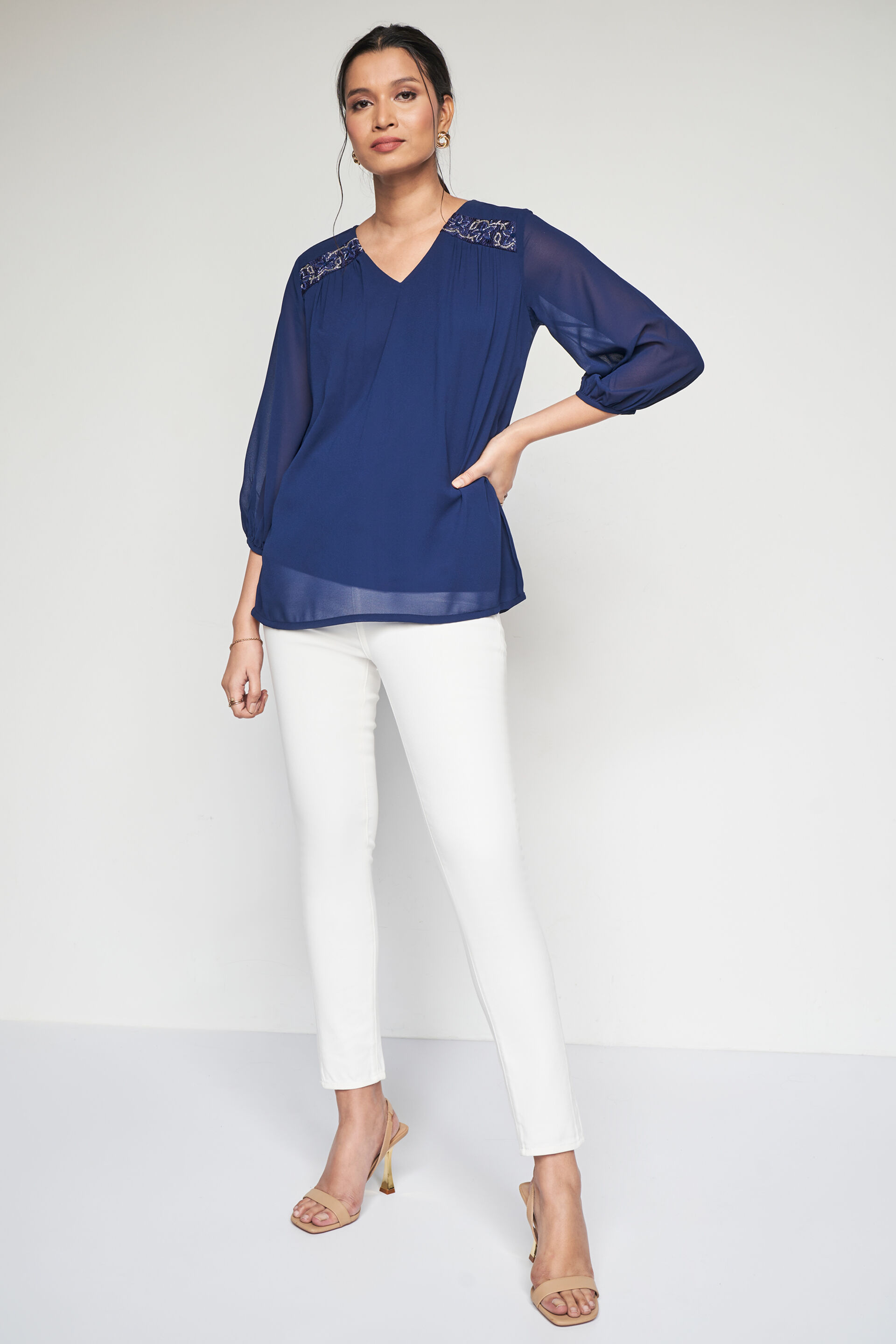 Midnight Jewels Blouse, Navy Blue, image 2