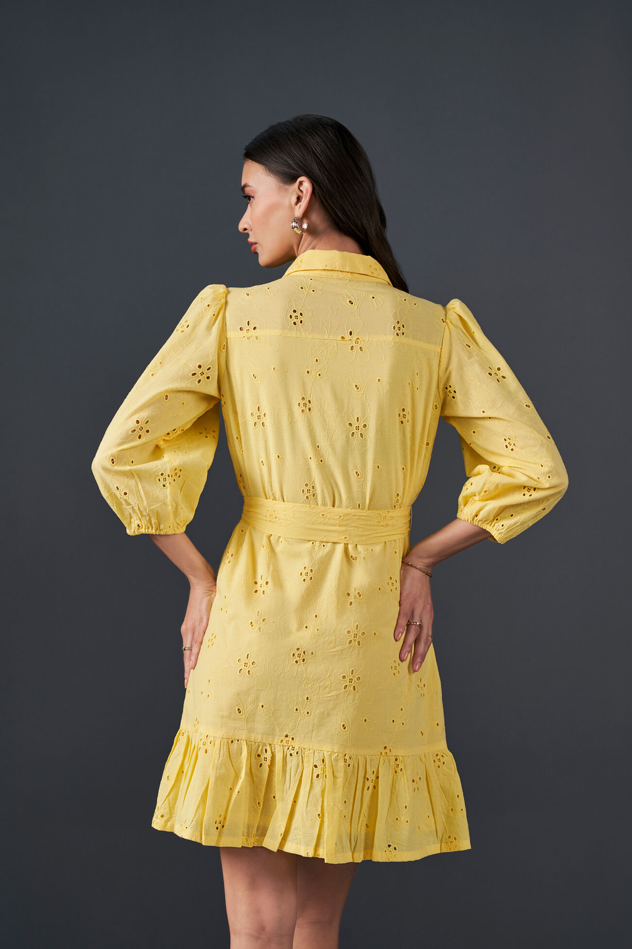 Daisy Day Cotton Dress, Yellow, image 6