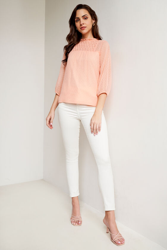Coral Solid Blouson Top, Coral, image 2
