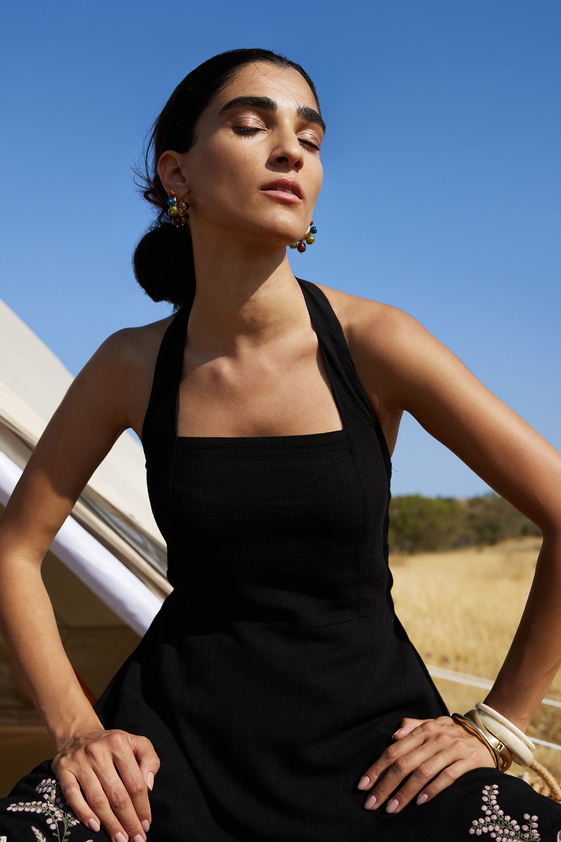 Floria Embroidered Dress, Black, image 4