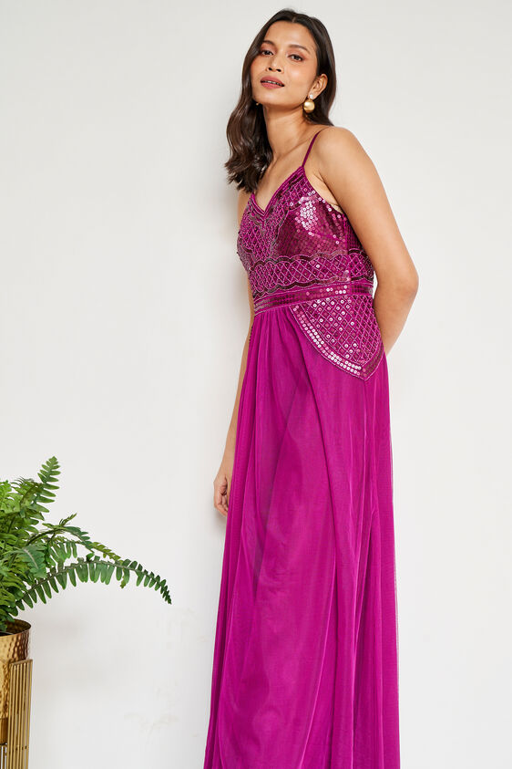 Wine Floral Straight Gown, Wine, image 3