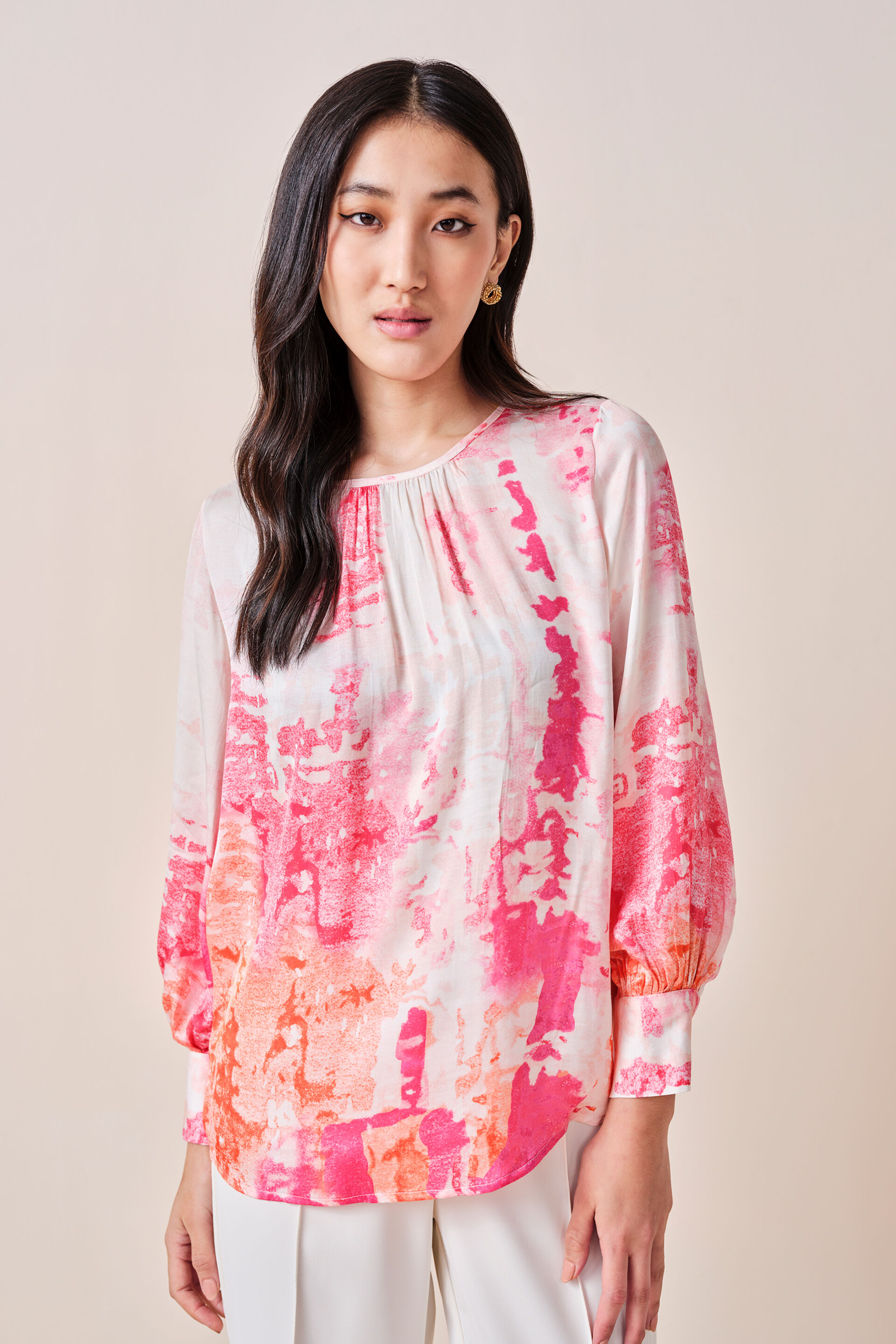 Vienna Viscose Top, Pink, image 3