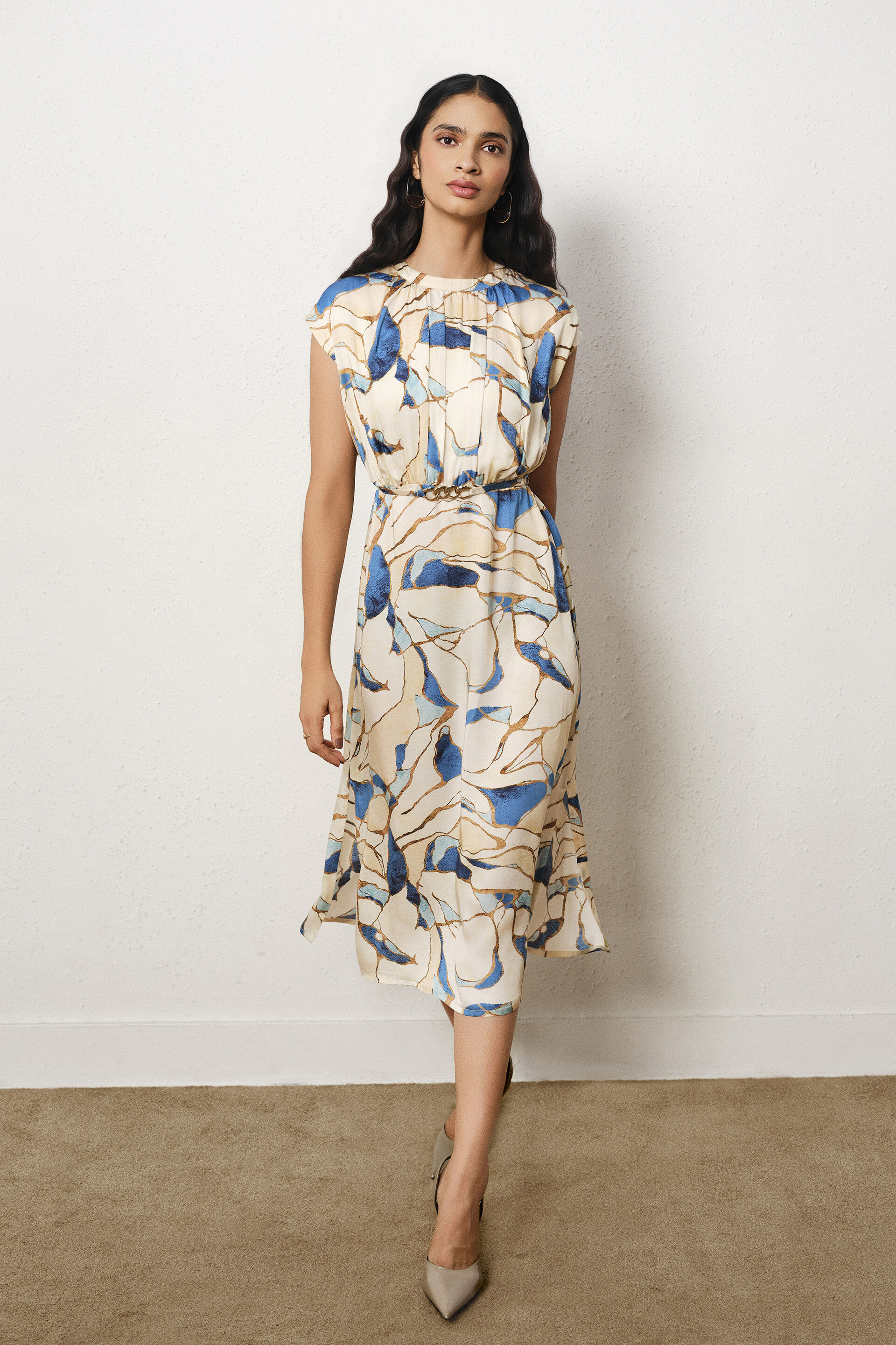 Printed Modal Dress in White, Multi Color, image 3