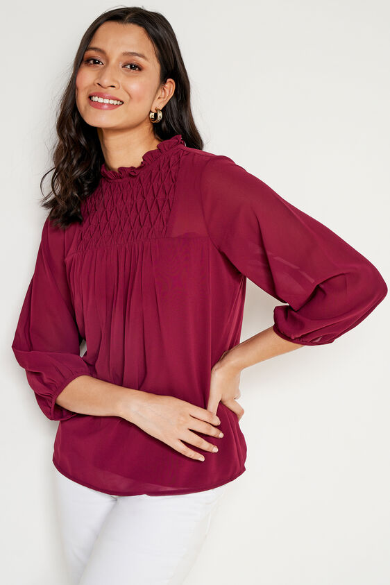 Maroon Solid Straight Top, Maroon, image 1