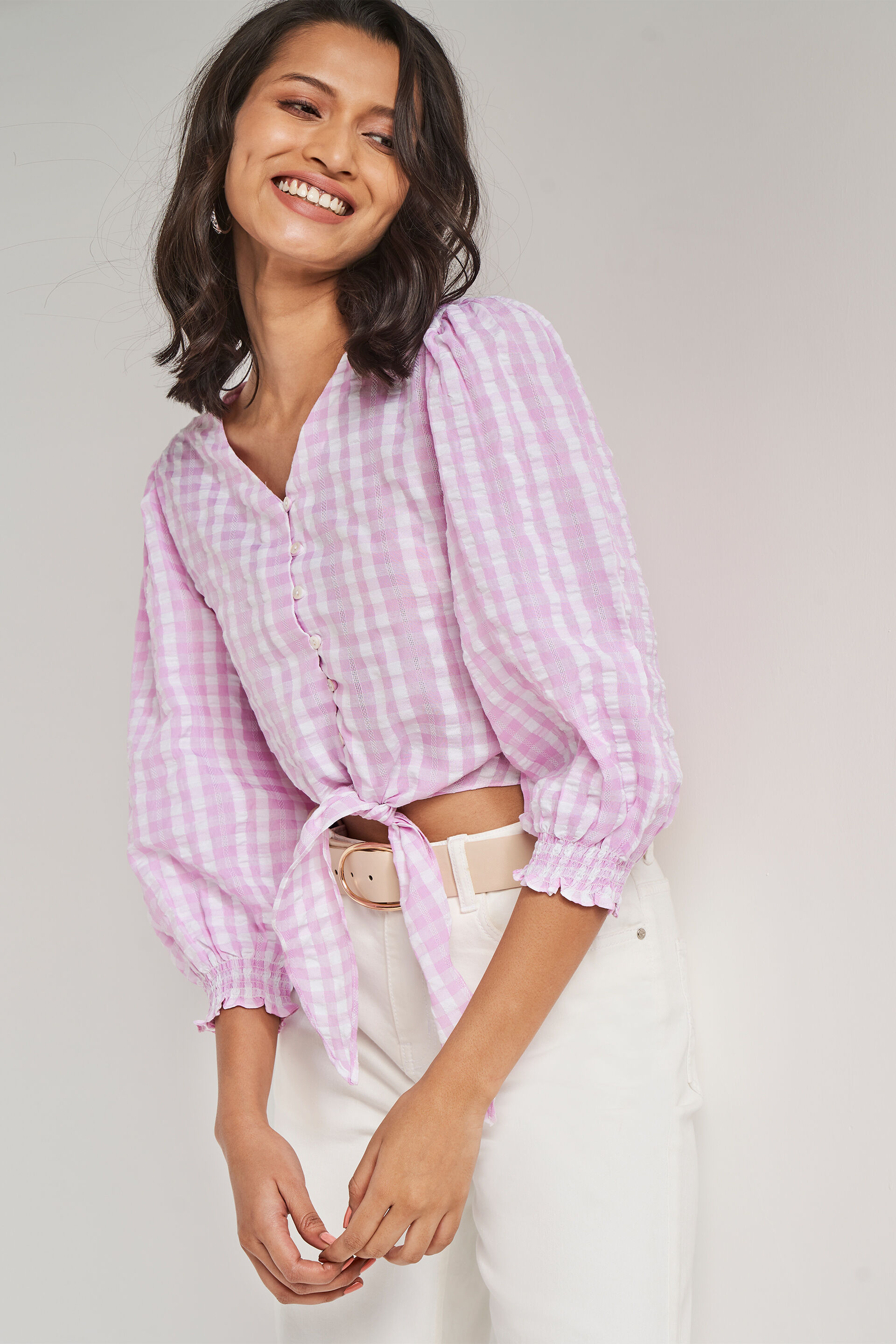 Pink And White Regular Length Straight Straight Top, Pink, image 5