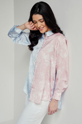 Blue And Pink Floral Curved Top, Blue, image 4