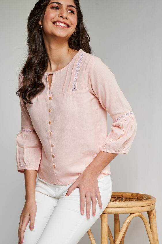 Light Pink Solid Blouson Top, Light Pink, image 4