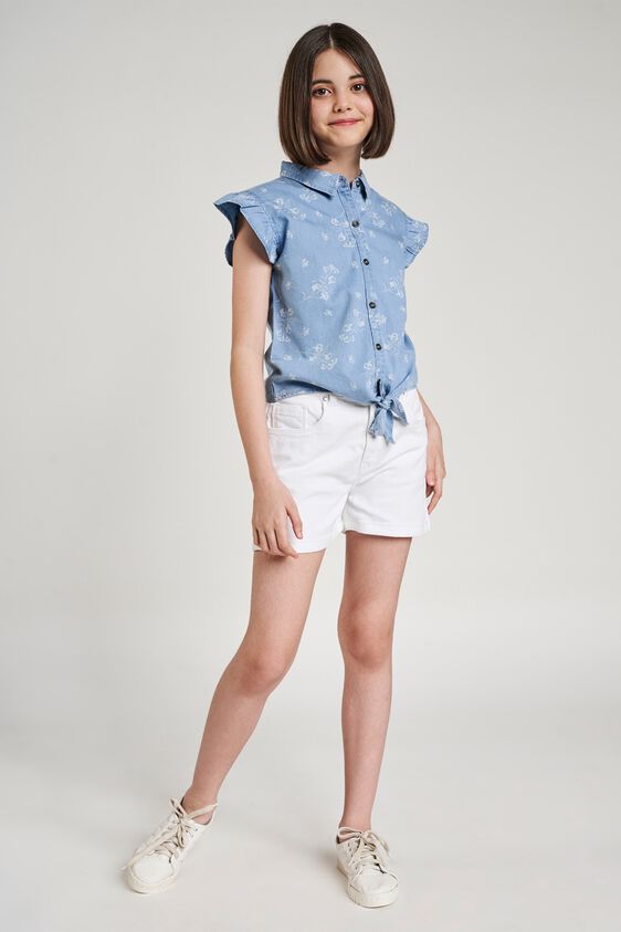 2 - Midnight Blue Floral Printed Tie-Up Top, image 2