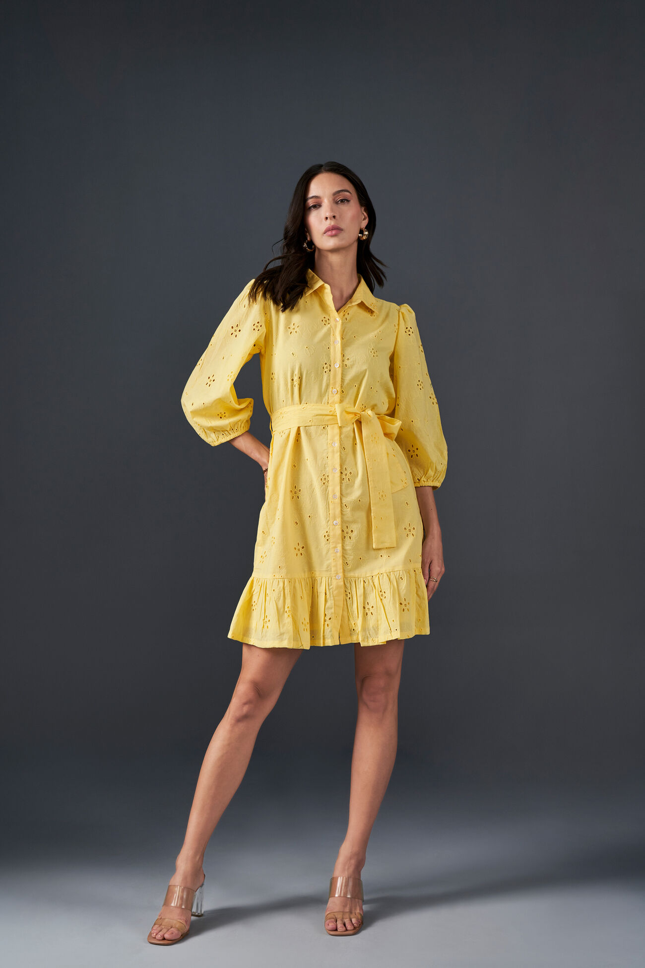 Daisy Day Cotton Dress, Yellow, image 1