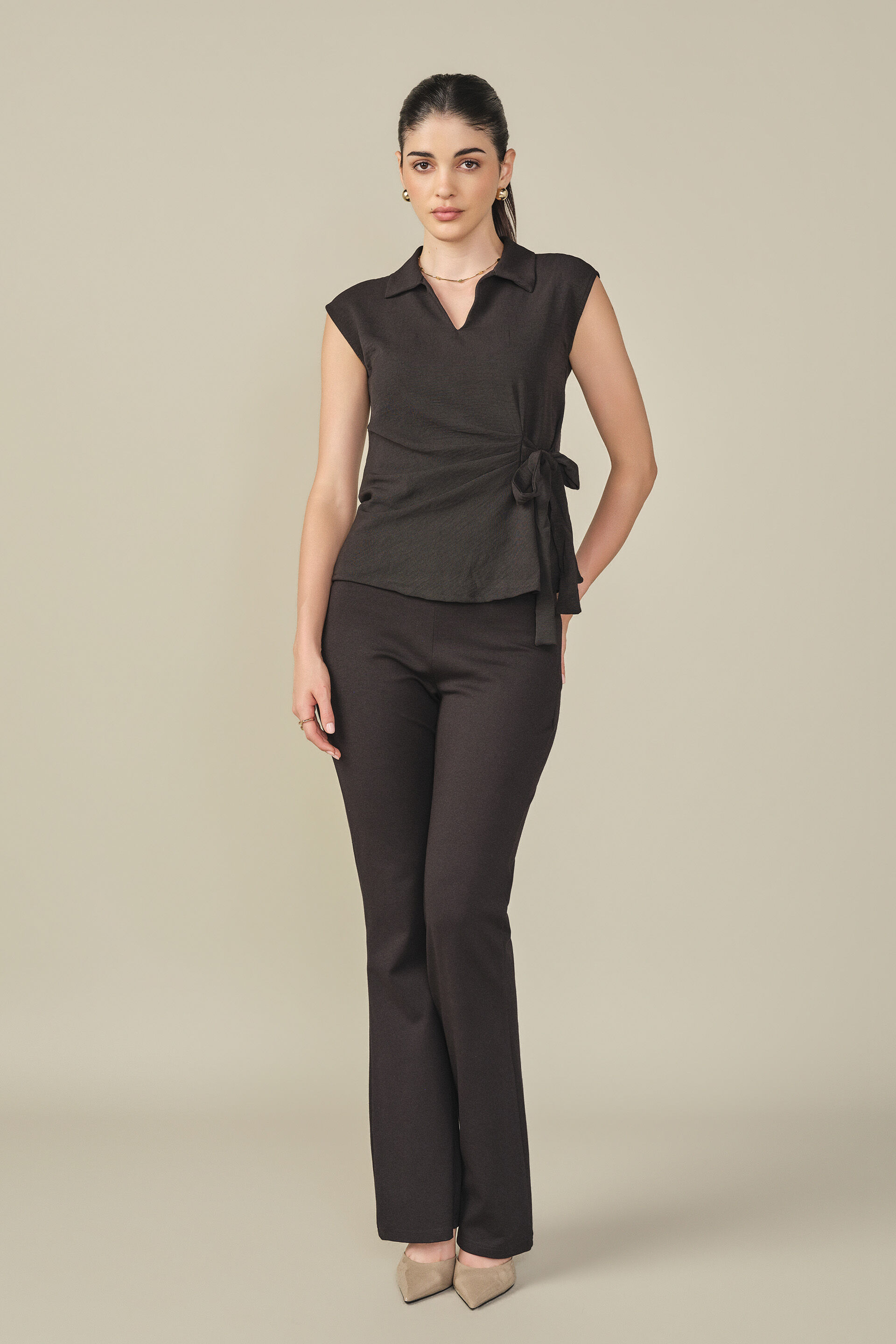 Solid Tie-up Top in Black, Black, image 4