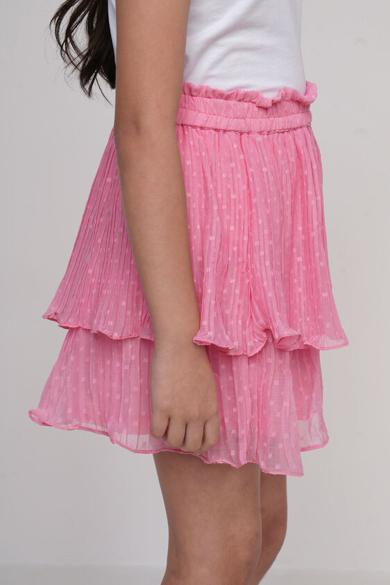 Pink Solid Flared Skirt, Pink, image 5