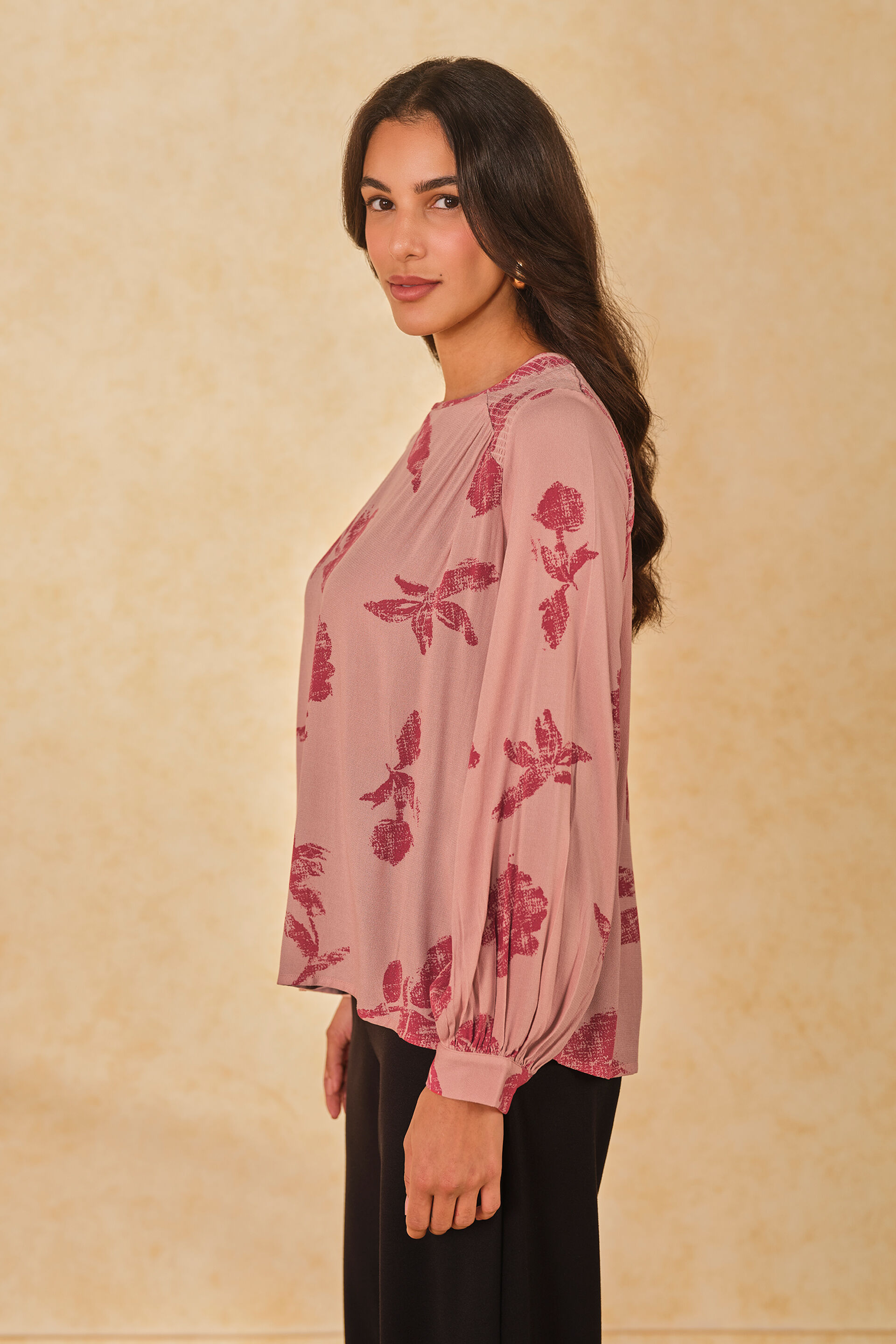 Peachy Petal Viscose Top, Peach, image 7