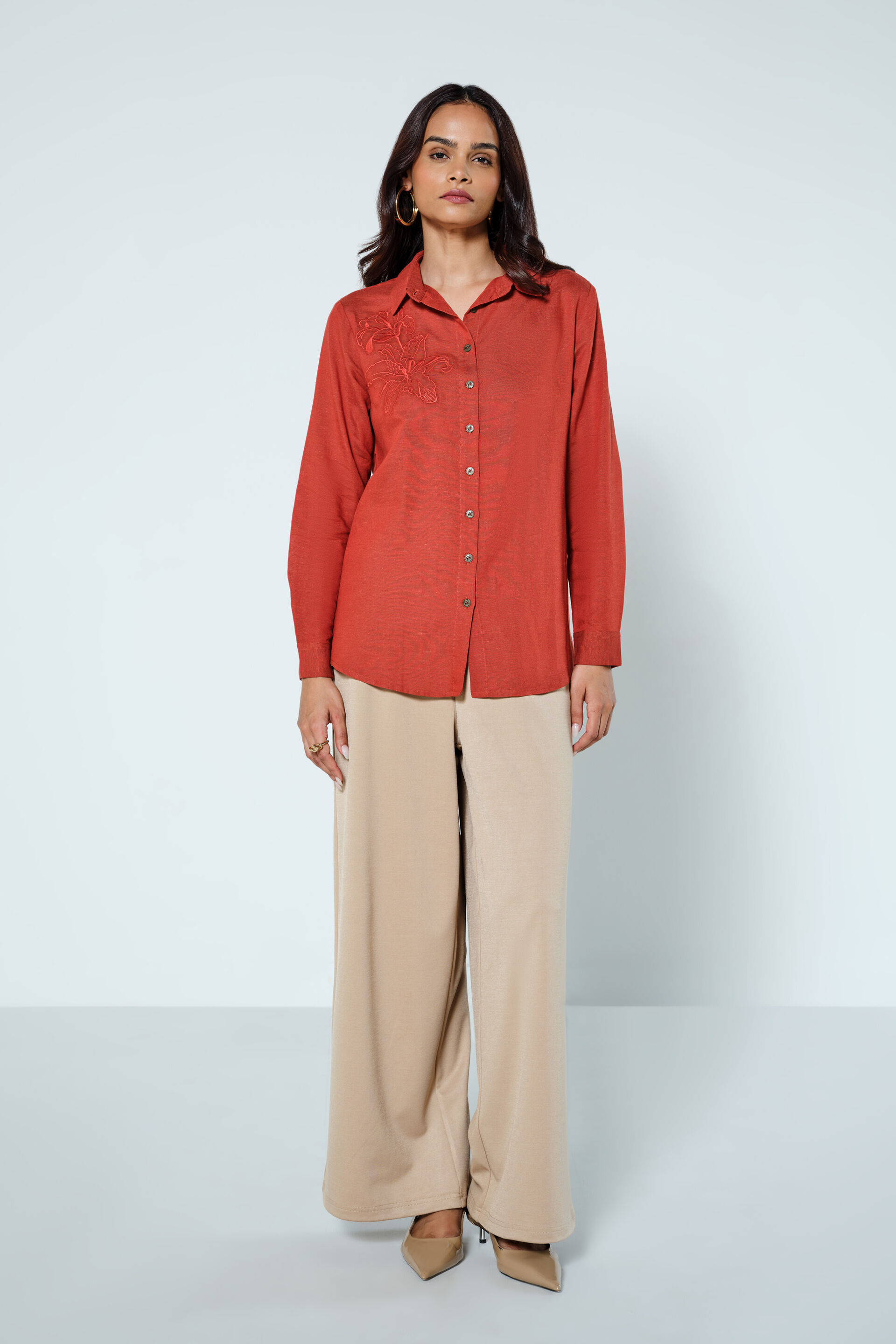 Aliviya Embroidered Rust Top, Rust, image 2