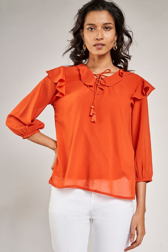 2 - Orange Solid A-Line Top, image 2