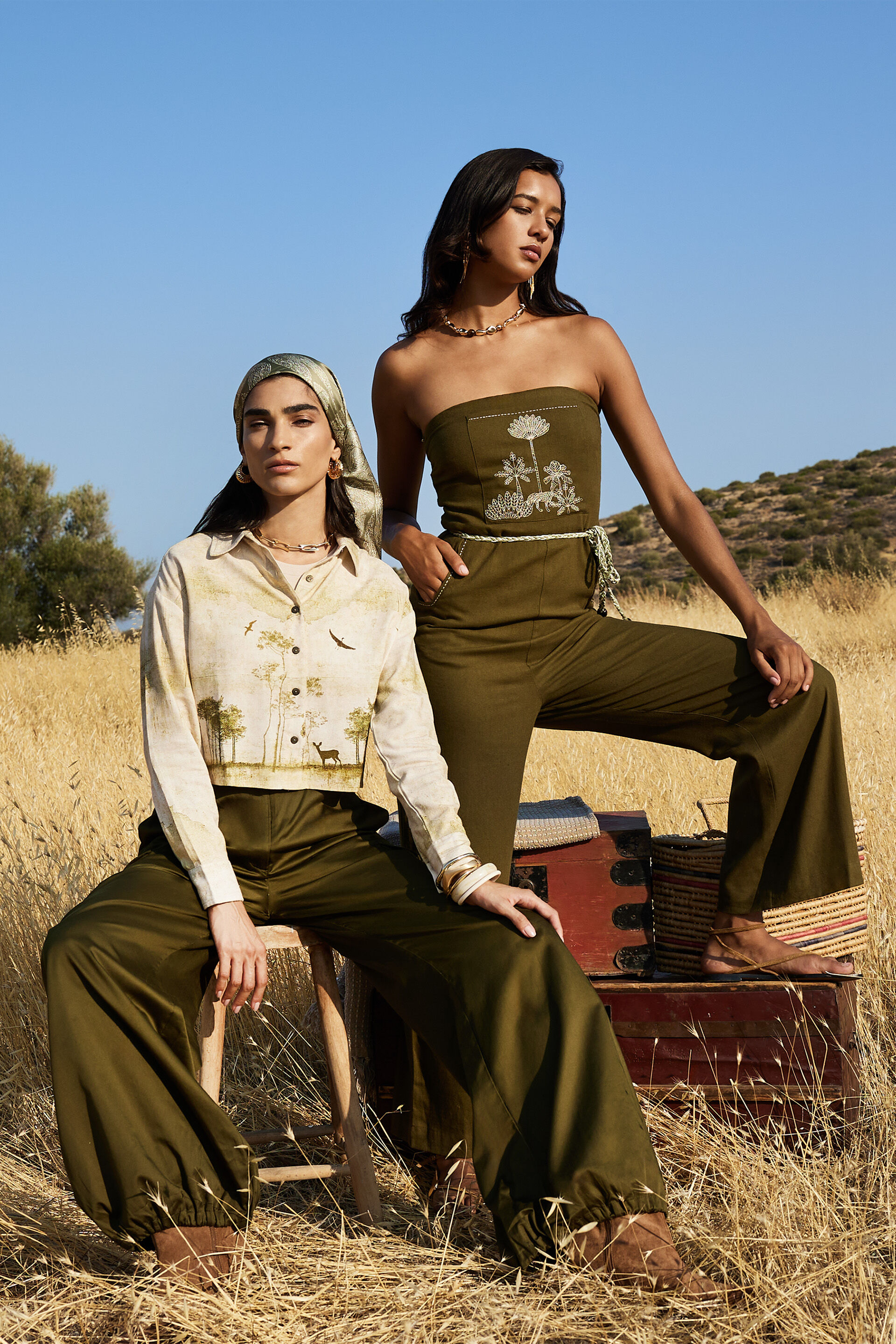 Serengeti Embroidered Jumpsuit, Olive, image 4