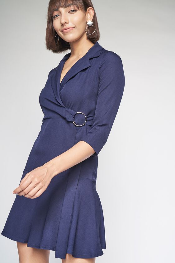 1 - Navy Solid Wrap Dress, image 1
