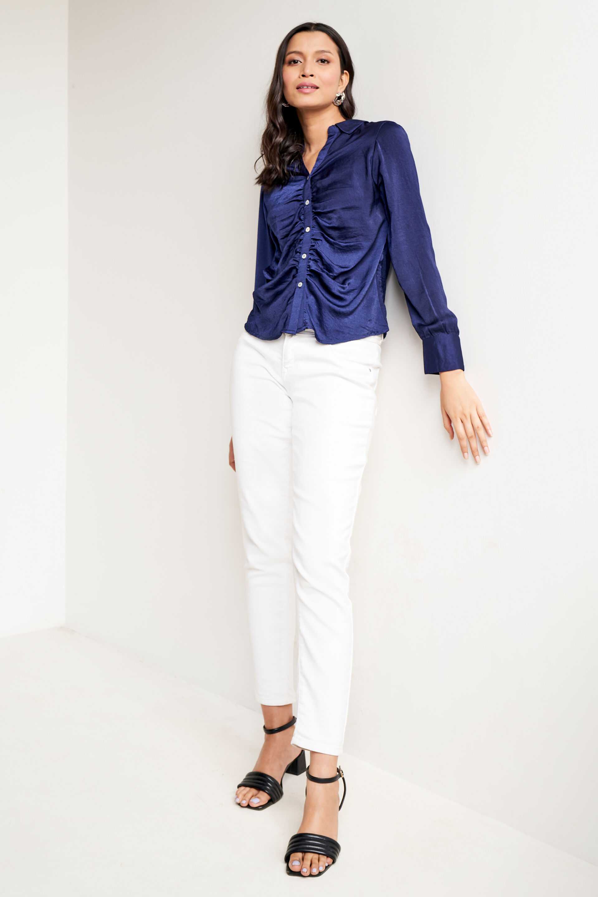 Navy Solid Straight Top, Navy Blue, image 4