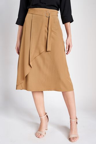1 - Beige Ruffled Ankle Length Skirt, image 1