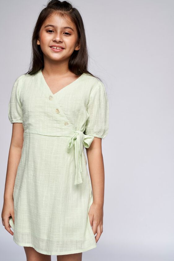 4 - Lime Green Self Design Flared Dress, image 4