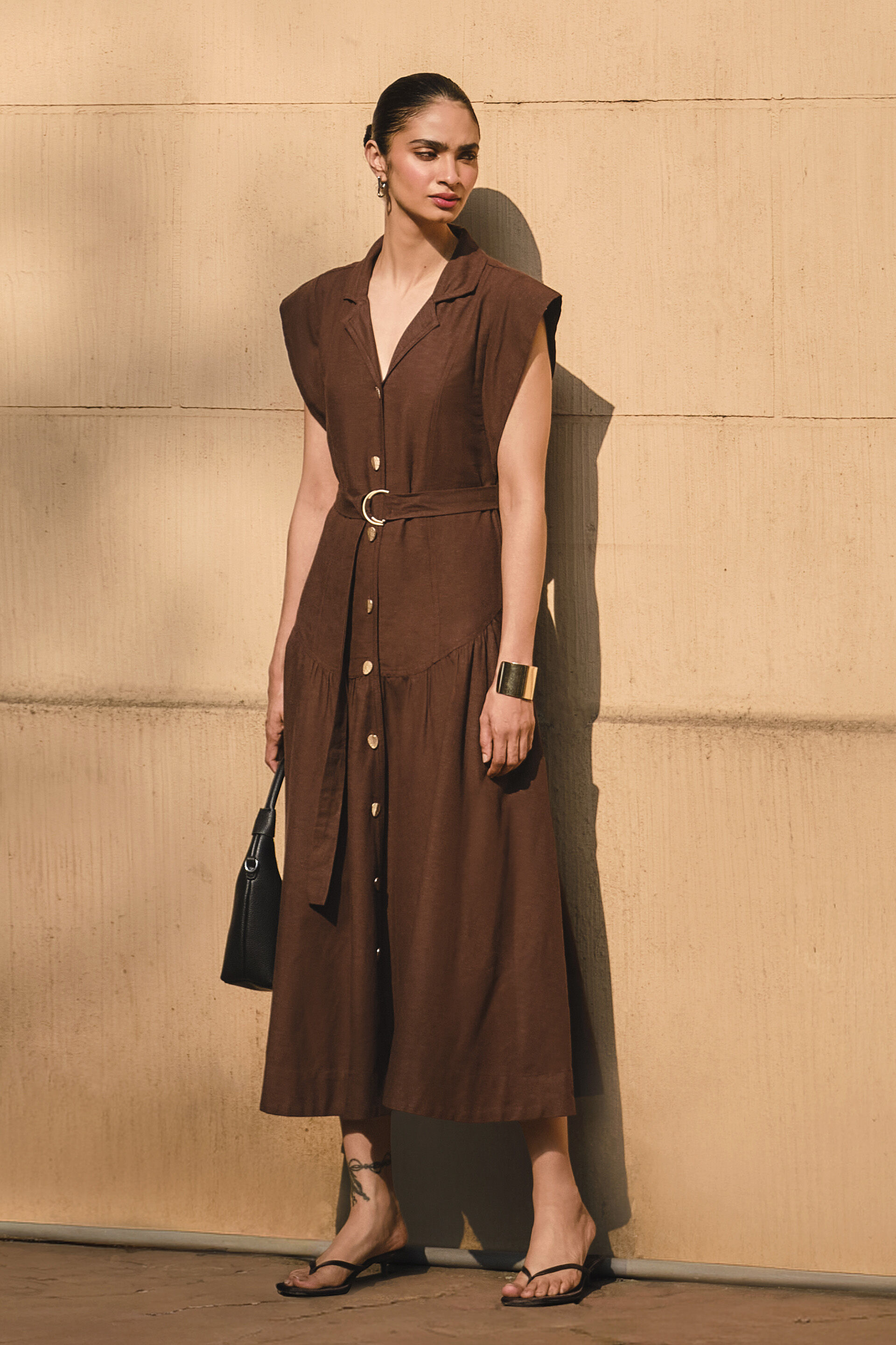 Arlette Brown Dress, Brown, image 1