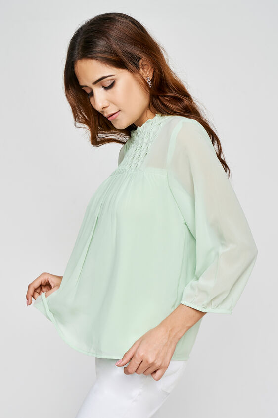 Regular Length Straight Blouson Top, Green, image 3