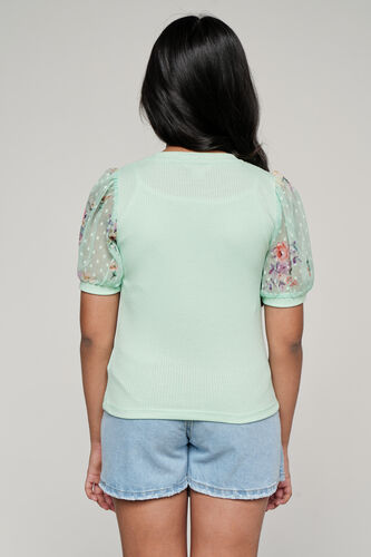 Mint Floral Straight Top, Mint, image 4