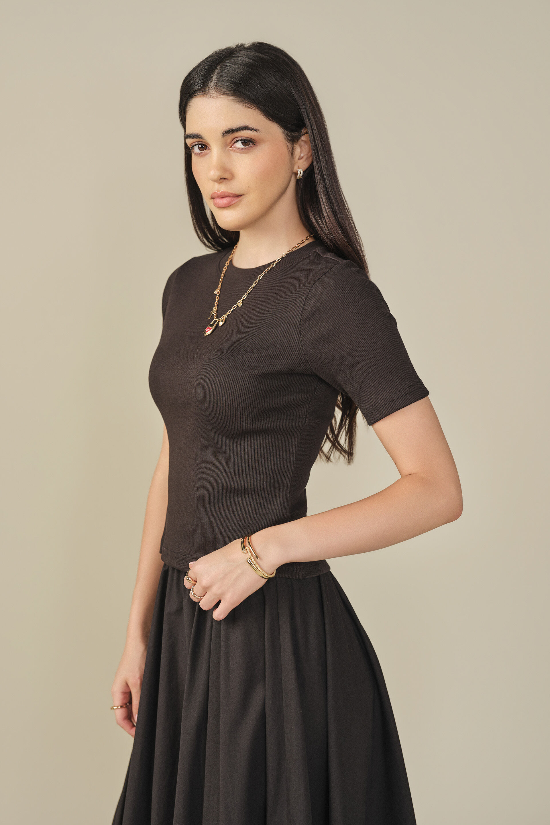 Solid Cotton Top in Black, Black, image 2