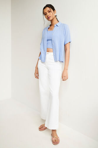 Blue Solid Short Sleeves Suit, Blue, image 1