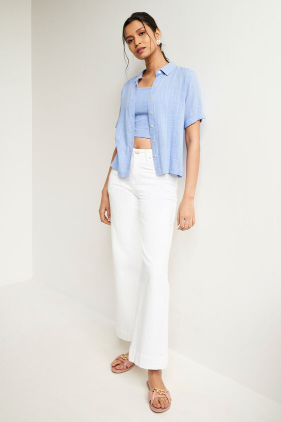 Blue Solid Short Sleeves Suit, Blue, image 1