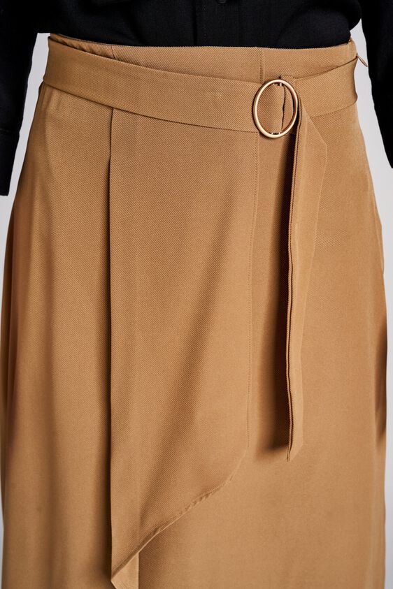 5 - Beige Ruffled Ankle Length Skirt, image 5