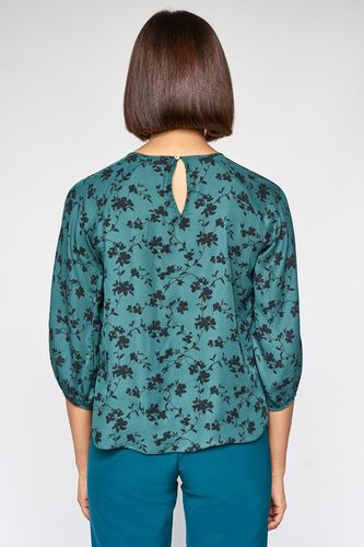 3 - Green Floral Printed Blouson Top, image 3
