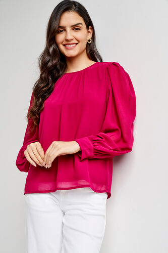 Pink Solid Straight Top, Red, image 1