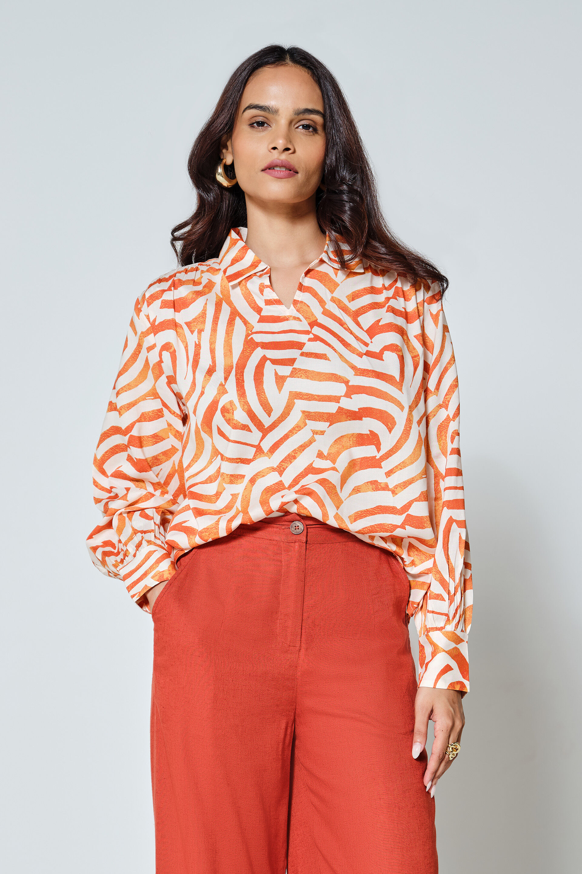 Orange Wave Modal Top, Orange, image 3