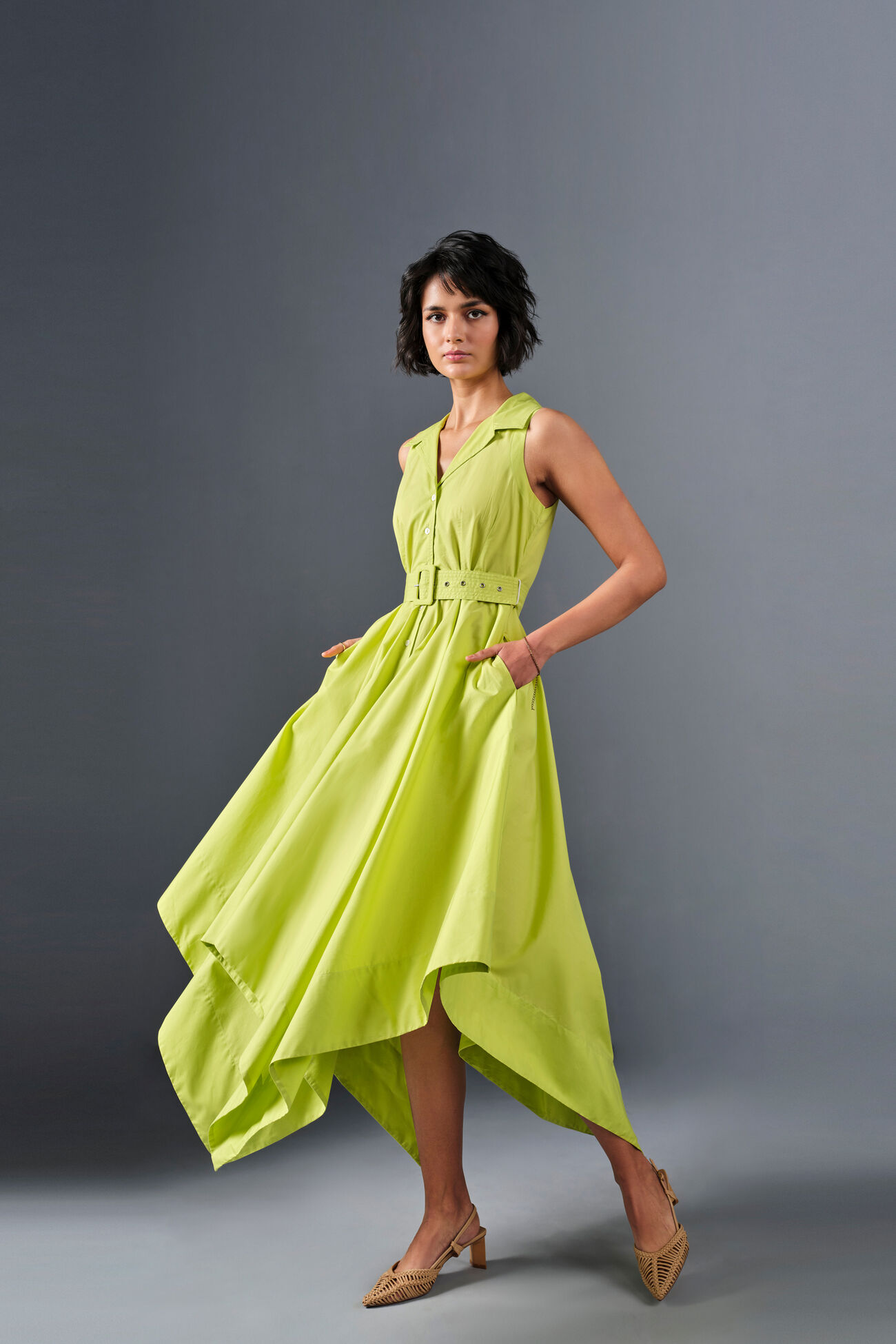 Frolic Summer Cotton Dress, Green, image 2