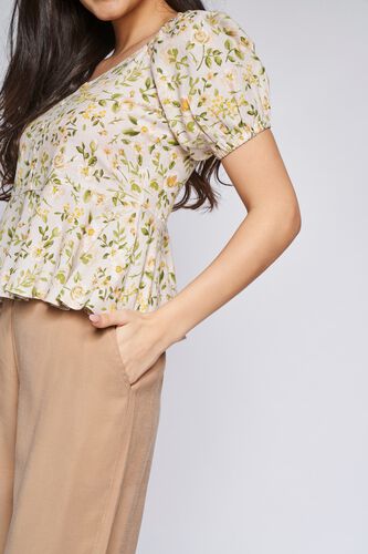 5 - Ecru Floral Fit and Flare Top, image 5